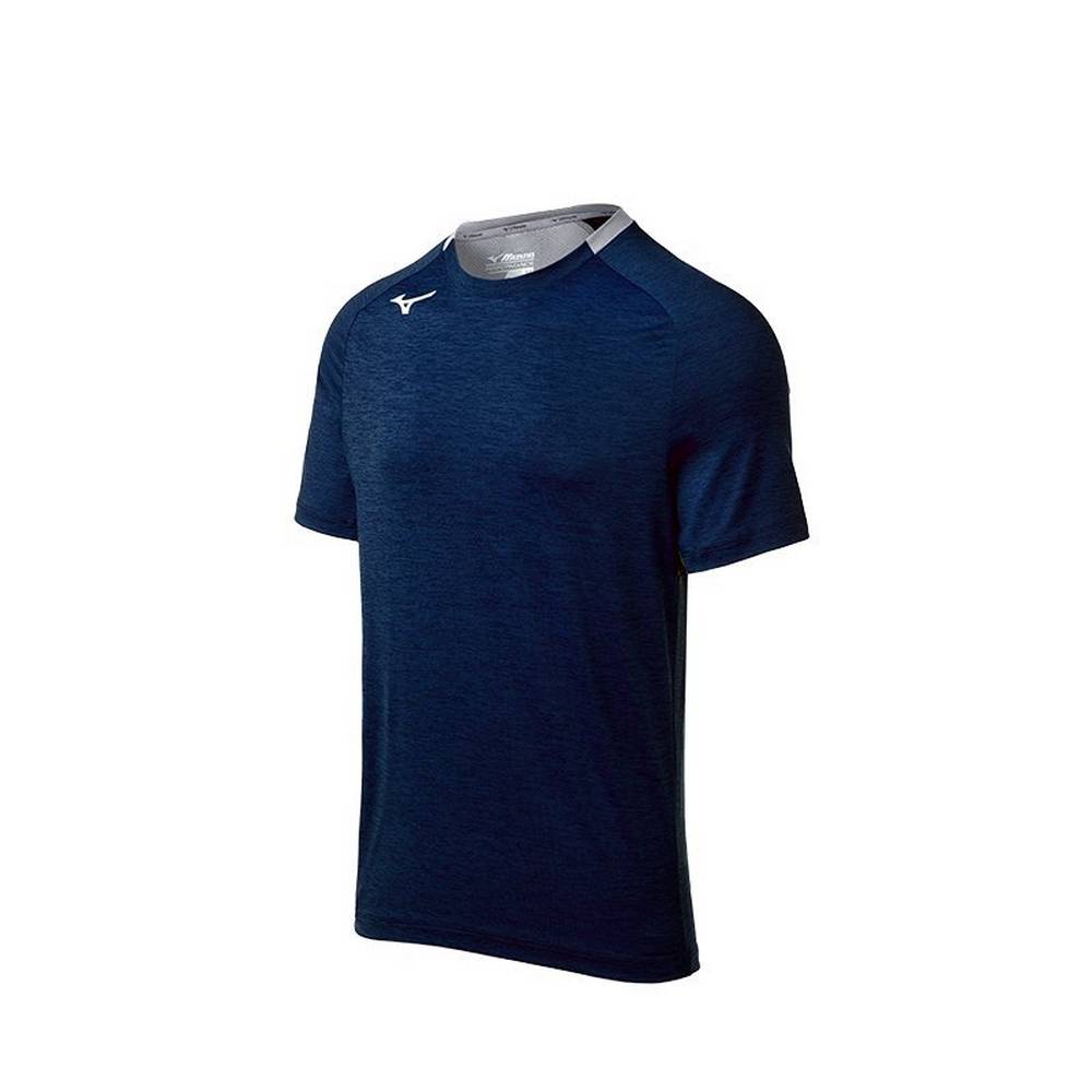 Mizuno Alpha Short Sleeve Férfi Futópóló Sötétkék AHU432965